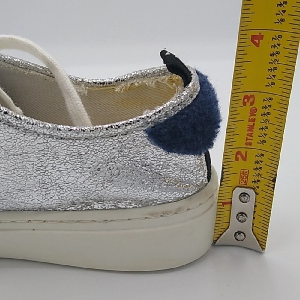 Zara Basic Collection Silver Metallic Sneakers Size -38/US 7.5 - Picture 15 of 16